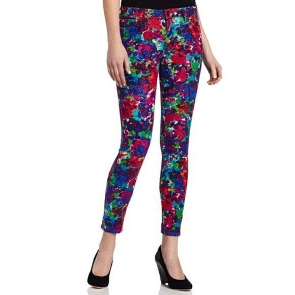 Joe's Jeans Corduroy Multicolored Floral Psychedelic Ankle Skinny Cord Pants 28 - Picture 1 of 9